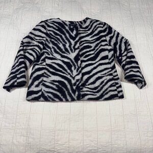 Ann Taylor Womens S Wool Blend Lined Zebra Jacket Career Party Evening
